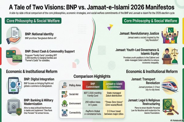 BNP Jamaat manifesto comparision bangladesh elections