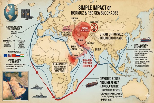 Iran Red Sea blockade threat infographic India