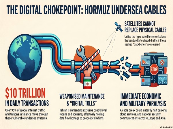 Iran Hormuz internet digital cable infographic