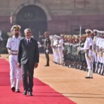 President Droupadi Murmu accorded a ceremonial welcome to Mohamed Muizzu, the President of Maldives at Rashtrapati Bhavan. (Courtesy: @rashtrapatibhvn via X)