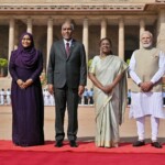 President Droupadi Murmu accorded a ceremonial welcome to Mohamed Muizzu, the President of Maldives at Rashtrapati Bhavan. (Courtesy: @MEAIndia via X)