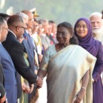 President Droupadi Murmu accorded a ceremonial welcome to Mohamed Muizzu, the President of Maldives at Rashtrapati Bhavan. (Courtesy: @rashtrapatibhvn via X)