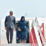 Maldives President Mohamed Muizzu and First Lady arrived in Mumbai as part of their ongoing state visit to India.(Courtesy: @presidencymv via X)