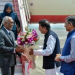 Maldives President Mohamed Muizzu and First Lady arrived in Mumbai as part of their ongoing state visit to India.(Courtesy: @presidencymv via X)