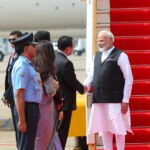 PM Narendra Modi arrives in Vientiane, Lao PDR to a ceremonial Guard of Honour. (Courtesy: @MEAIndia via X)