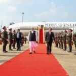 PM Narendra Modi arrives in Vientiane, Lao PDR to a ceremonial Guard of Honour. (Courtesy: @MEAIndia via X)