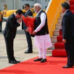 PM Narendra Modi arrives in Vientiane, Lao PDR to a ceremonial Guard of Honour. (Courtesy: @MEAIndia via X)