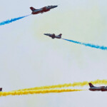 Aircraft of the Chinese People's Liberation Army (PLA) Air Force's Red Falcon aerobatic team perform at the China International Aviation and Aerospace Exhibition, or Airshow China, in Zhuhai, Guangdong province, China November 12, 2024. REUTERS/Tingshu Wang
