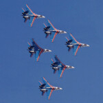 SU-35 fighter jets of the Russian Knights aerobatic team perform at the China International Aviation and Aerospace Exhibition, or Airshow China, in Zhuhai, Guangdong province, China November 12, 2024. REUTERS/Tingshu Wang