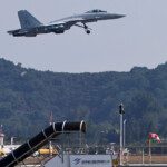 A J-15T carrier-borne fighter jet of Chinese People's Liberation Army (PLA) Navy flies in the sky at the China International Aviation and Aerospace Exhibition, or Airshow China, in Zhuhai, Guangdong province, China November 12, 2024. REUTERS/Tingshu Wang