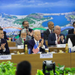 PM Narendra Modi, French President Emmanuel Macron and US President Joe Biden attend the G20 summit in Rio. REUTERS/Ricardo Moraes