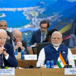 U.S. President Joe Biden speaks next to Indian Prime Minister Narendra Modi at the second day of the G20 Summit at the Museum of Modern Art in Rio De Janeiro, Brazil, November 19, 2024. Saul Loeb/Pool via REUTERS