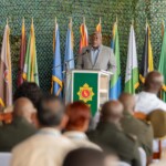Guyana PM Brig (Retd) Mark Phillips addresses the crowd during commissioning ceremony. (Courtesy: PM Brigadier Mark Phillips via Facebook)