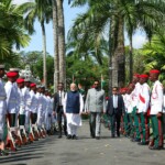 Guyana President Mohamed Irfaan Ali welcomed PM Narendra Modi at the State House in Georgetown. PM was accorded ceremonial guard of honour. (Courtesy: @MEAIndia via X) Prime Minister Narendra Modi with the President of Guyana