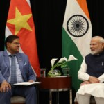 PM Narendra Modi met President Chan Santokhi of Suriname on the sidelines of the 2nd India-CARICOM Summit in Georgetown. (Courtesy: @MEAIndia via X)