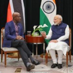 PM Narendra Modi met PM Keith Rowley of Trinidad & Tobago on the sidelines of 2nd India-CARICOM Summit in Guyana. (Courtesy: @MEAIndia via X)