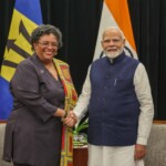 PM Narendra Modi met PM Mia Amor Mottley of Barbados met on the margins of the 2nd India-CARICOM Summit. (Courtesy: @MEAIndia via X)