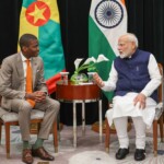 PM Narendra Modi met PM Dickon Mitchell of Grenada on the sidelines of the 2nd India-CARICOM Summit. (Courtesy: @MEAIndia via X)