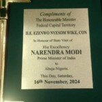 PM Narendra Modi was welcomed by Minister for Federal Capital Territory Nyesom Ezenwo Wike, who presented PM with the ‘Key to the City’ of Abuja. (Courtesy: @MEAIndia via X)