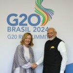 PM Narendra Modi held a bilateral meeting with his Italian counterpart PM Giorgia Meloni during the G20 Summit in Brazil. (Courtesy: @narendramodi via X)