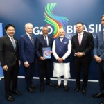 PM Narendra Modi along with Jonas Gahr Støre of Norway, Luís Montenegro of Portugal, Lawrence Wong of Singapore & Pedro Sanchez of Spain along with WHO's Tedros Adhanom Ghebreyesus. (Courtesy: @DrTedros via X)