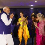 Prime Minister Narendra Modi witnessed a presentation of the Ramayana performed by the students of Vishwa Vidya, a Brazilian organization dedicated to promoting Vedanta and Sanskrit. (Courtesy: @MEAIndia via X)