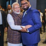 PM Narendra Modi along with Guyana President Mohamed Irfaan Ali. (Courtesy: @MEAIndia via X)