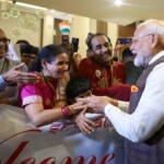 PM Narendra Modi accorded a warm welcome by members of Indian community in Georgetown, Guyana. (Courtesy: @narendramodi via X)