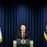South Korean President Yoon Suk Yeol delivers a speech to declare martial law in Seoul, South Korea, December 3, 2024. The Presidential Office/Handout via REUTERS