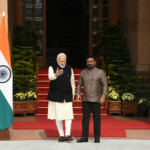 Sri Lanka's President Anura Kumara Dissanayake and India's Prime Minister Narendra Modi arrive for a photo opportunity ahead of their meeting at Hyderabad House in New Delhi, India, December 16, 2024. REUTERS/Stringer