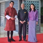 Jigme Khesar Namgyel Wangchuck, King of Bhutan, arrives in New Delhi. He was welcomed by EAM S Jaishankar. (Courtesy: @MEAIndia via X)