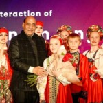 Defence Minister Rajnath Singh interacted with Indian community during his trip to Russia. (@SpokespersonMoD via X)