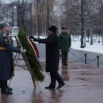 Defence Minister Rajnath Singh laid a wreath at the Tomb of the Unknown Soldier in Moscow. (Courtesy: MoD Russia via Telegram)