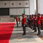 PM Narendra Modi arrived at the Bayan Palace in Kuwait to a ceremonial welcome and Guard of Honour. He was received by PM Sheikh Ahmed Abdullah Al-Ahmed Al-Sabah. (Courtesy: @MEAIndia via X)