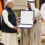 Sheikh Meshal Al-Ahmad Al-Jaber Al-Sabah, the Amir of Kuwait conferred PM Narendra Modi with The Order of Mubarak Al-Kabeer, highest national award of Kuwait. (Courtesy: @MEAIndia via X)
