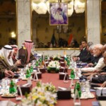 PM Narendra Modi and Sheikh Ahmed Abdullah Al-Ahmed Al-Sabah, PM of Kuwait held productive meeting at the Bayan Palace, Kuwait. (Courtesy: @MEAIndia via X)