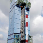 Launch vehicleintegrated and moved to the First Launch Pad, for further integration of satellites and launch preparations. (Courtesy: ISRO)
