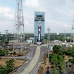 Launch vehicleintegrated and moved to the First Launch Pad, for further integration of satellites and launch preparations. (Courtesy: ISRO)