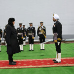 Defence Minister Rajnath Singh was accorded the ceremonial Guard of Honour
