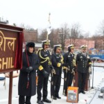 Defence Minister Rajnath Singh and Chief of the Naval Staff Admiral Dinesh K Tripathi attend the commissioning ceremony of INS Tushil at the Yantar Shipyard in Kaliningrad, Russia