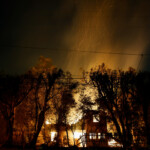 The wind whips embers from a burning house, as powerful winds fueling devastating wildfires in the Los Angeles area force people to evacuate, at the Eaton Fire in Altadena, California, U.S. January 8, 2025. REUTERS/Fred Greaves