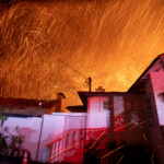 The wind whips embers as the Palisades fire burns during a windstorm on the west side of Los Angeles, California, U.S. January 8, 2025. REUTERS/Ringo Chiu