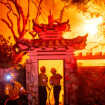Firefighters battle the Palisades Fire as it burns during a windstorm on the west side of Los Angeles, California, U.S. January 8, 2025. REUTERS/Ringo Chiu