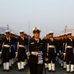 Indian soldiers march during a rehearsal for the upcoming Republic Day parade in New Delhi, India, January 9, 2025. REUTERS/Anushree Fadnavis