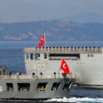 Turkish navy ships and air force planes take part in the Blue Homeland-Mavi Vatan 2025 military exercise in the Aegean, off the shores of Turkey's coastal town of Marmaris January 9, 2025. REUTERS/Kenan Gurbuz