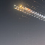 Orange balls of light fly across the sky as debris from a SpaceX rocket launched in Texas is spotted over Turks and Caicos Islands, January 16, 2025 in this screen grab obtained from social media video. Marcus Haworth@marcusahaworth/via REUTERS