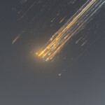 Orange balls of light fly across the sky as debris from a SpaceX rocket launched in Texas is spotted over Turks and Caicos Islands, January 16, 2025 in this screen grab obtained from social media video. Marcus Haworth@marcusahaworth/via REUTERS