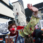 Climate activists and anti-WEF protesters attend a demonstration ahead of the opening of the World Economic Forum, in Davos, Switzerland January 19, 2025. REUTERS/Yves Herman