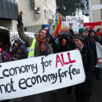 Climate activists and anti-WEF protesters attend a demonstration ahead of the opening of the World Economic Forum, in Davos, Switzerland January 19, 2025. REUTERS/Yves Herman
