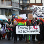 Climate activists and anti-WEF protesters attend a demonstration ahead of the opening of the World Economic Forum, in Davos, Switzerland January 19, 2025. REUTERS/Yves Herman